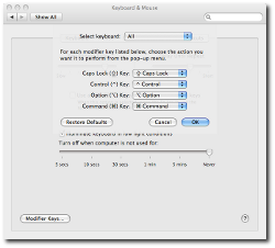 Mac OS X Keyboard Preferences Panel